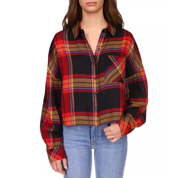 Sanctuary Tops - Anthropologie’s Sanctuary The Cabin Plaid Button-Down Shirt, Size M New w/Tag